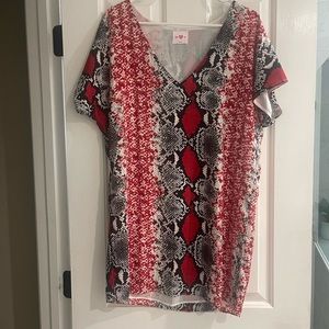 Buddy love red and black snake skin shift dress